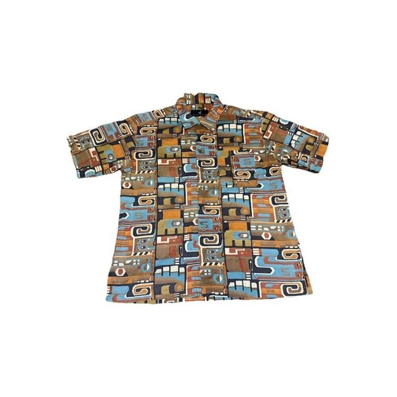 Peruvian connection Other - PERUVIAN CONNECTION Button Shirt Pima Cotton Tribal Abstract Print Retro LARGE